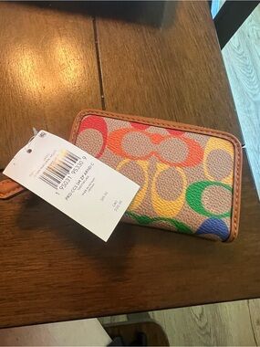 NWT Coach Rainbow Signature Small Zip Wallet